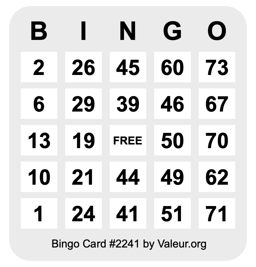 Bingo Card #2241