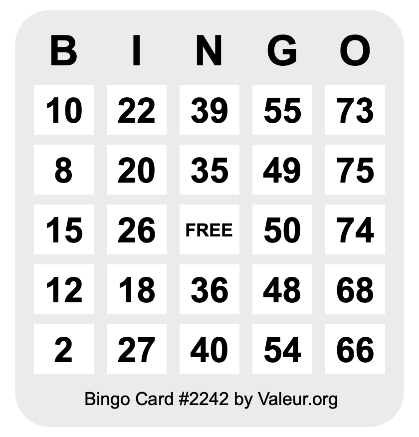 Bingo Card #2242