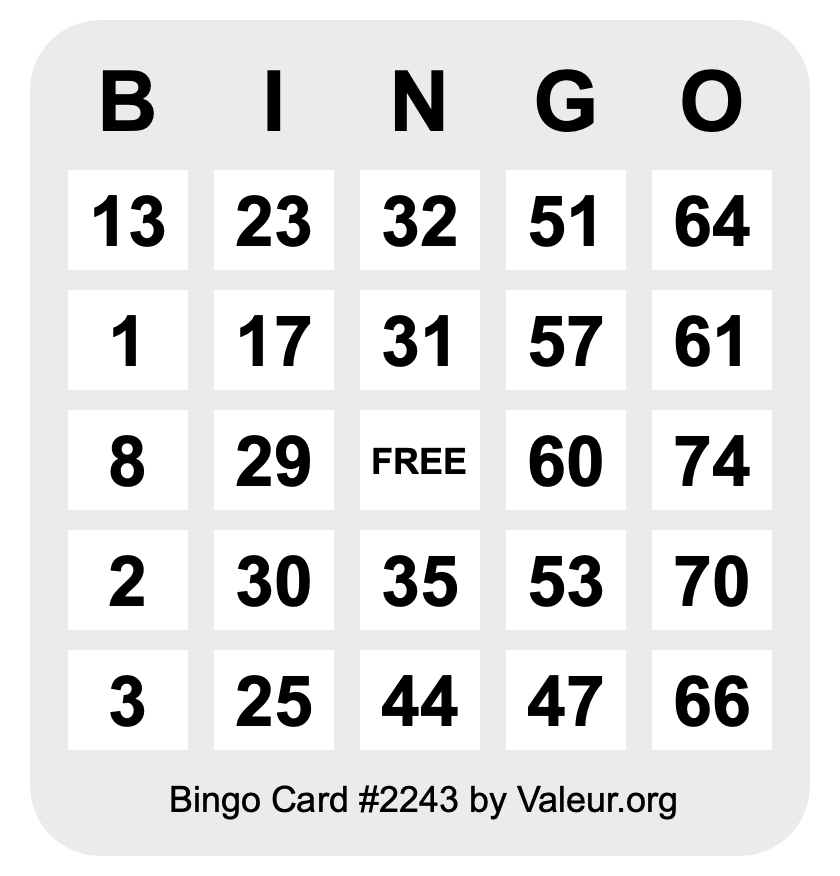 Bingo Card #2243