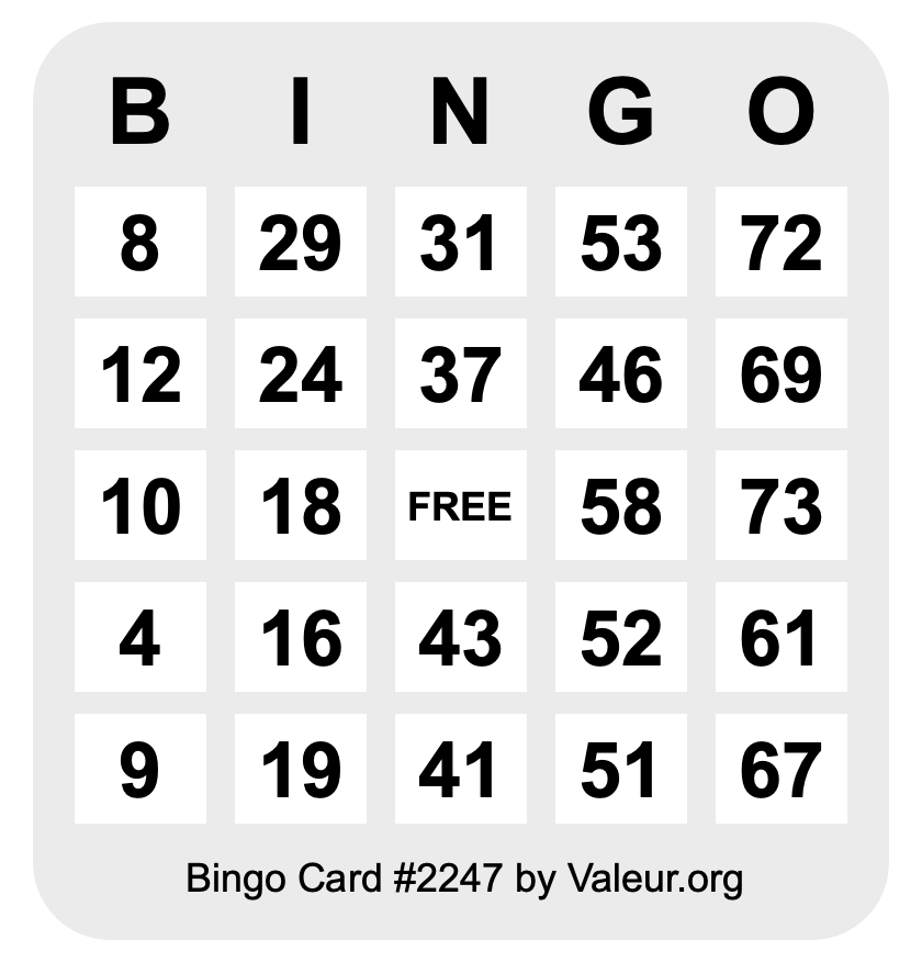 Bingo Card #2247