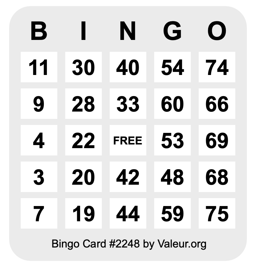 Bingo Card #2248