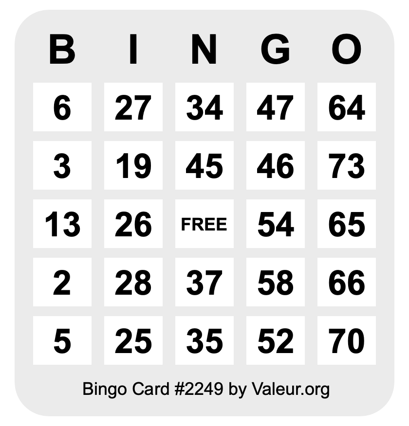 Bingo Card #2249