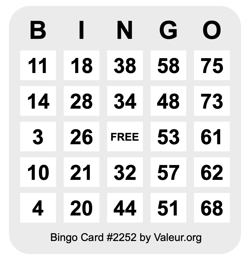 Bingo Card #2252