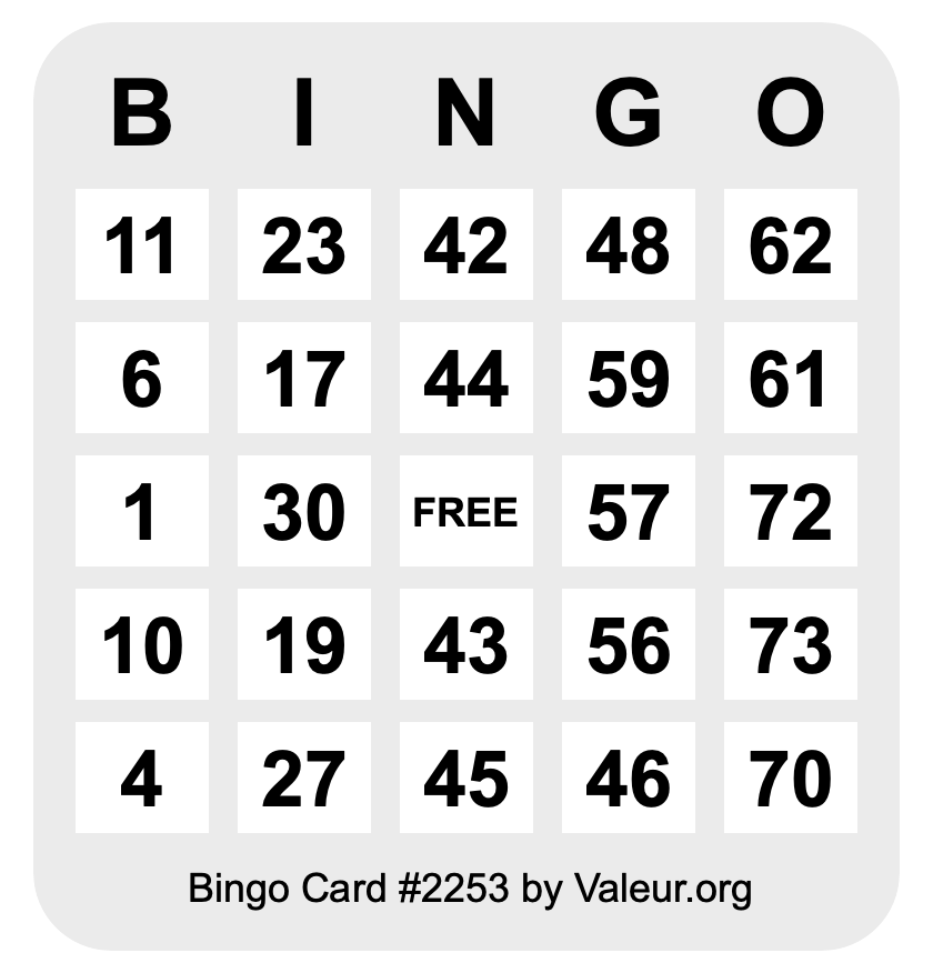 Bingo Card #2253