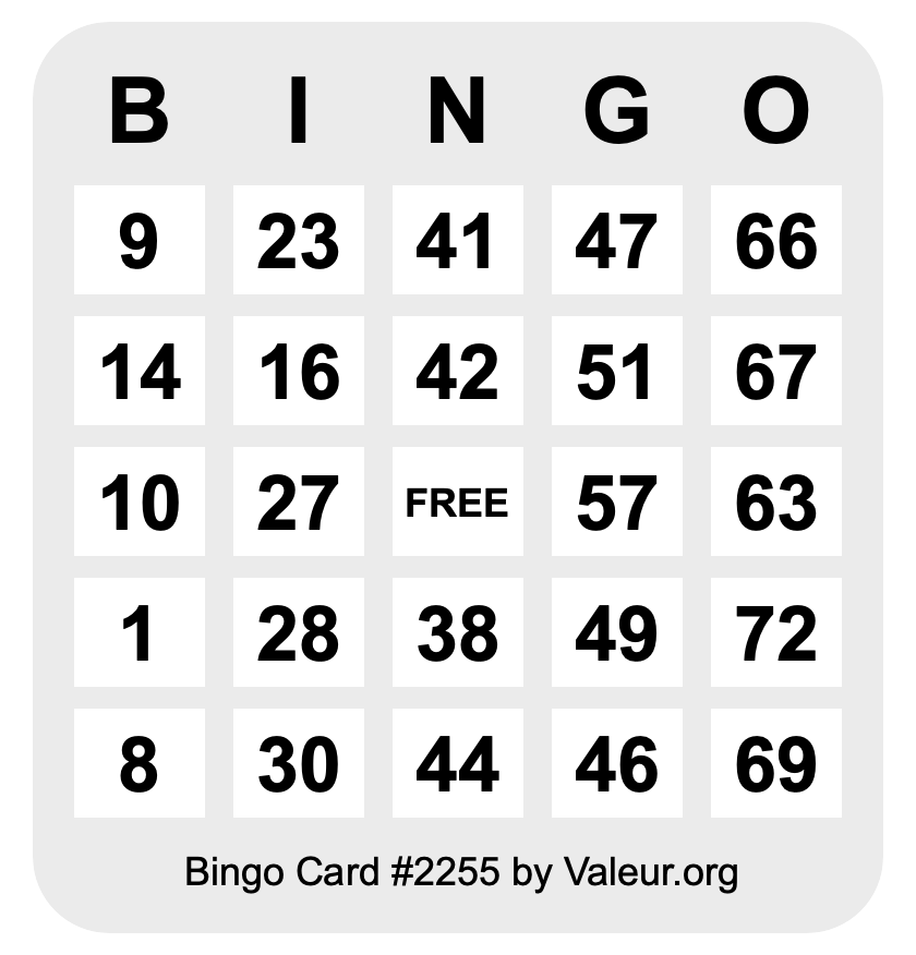 Bingo Card #2255