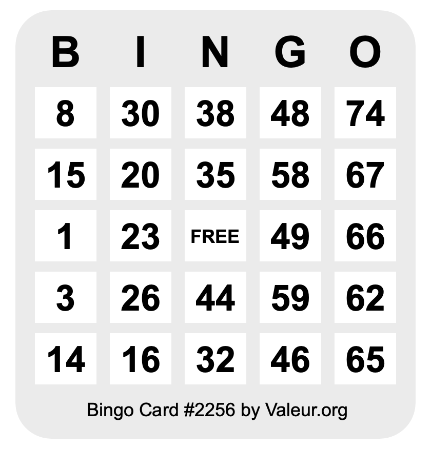 Bingo Card #2256
