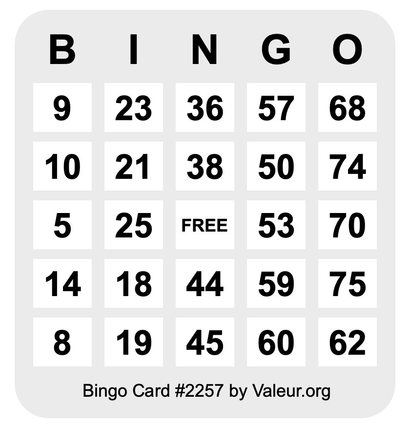 Bingo Card #2257