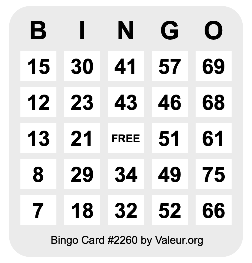 Bingo Card #2260