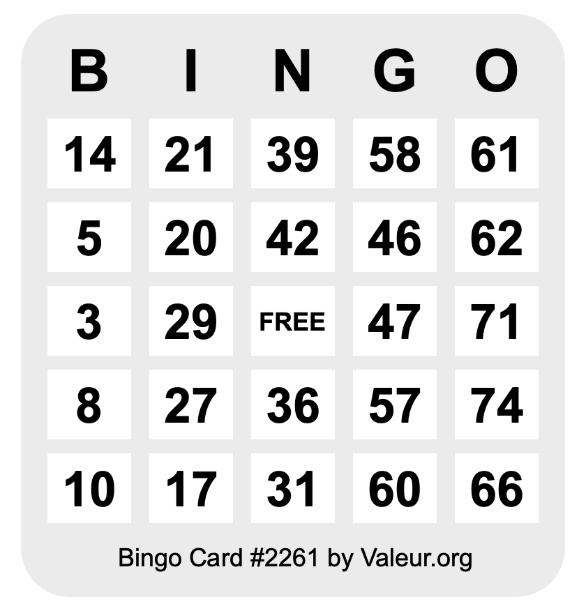 Bingo Card #2261