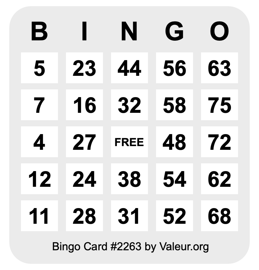 Bingo Card #2263