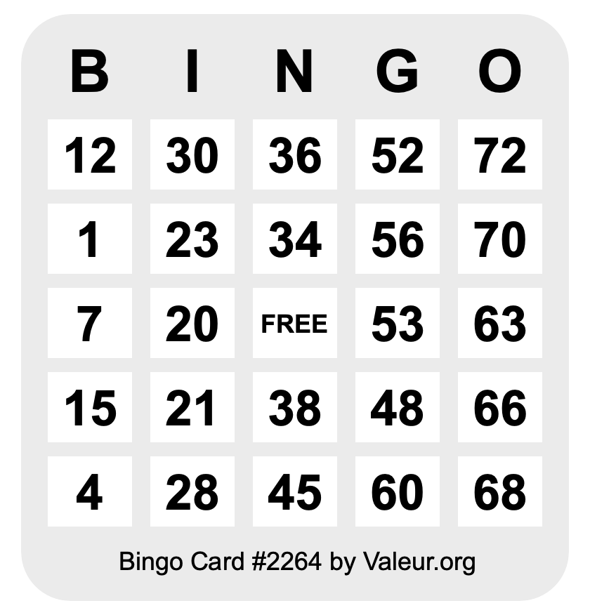 Bingo Card #2264