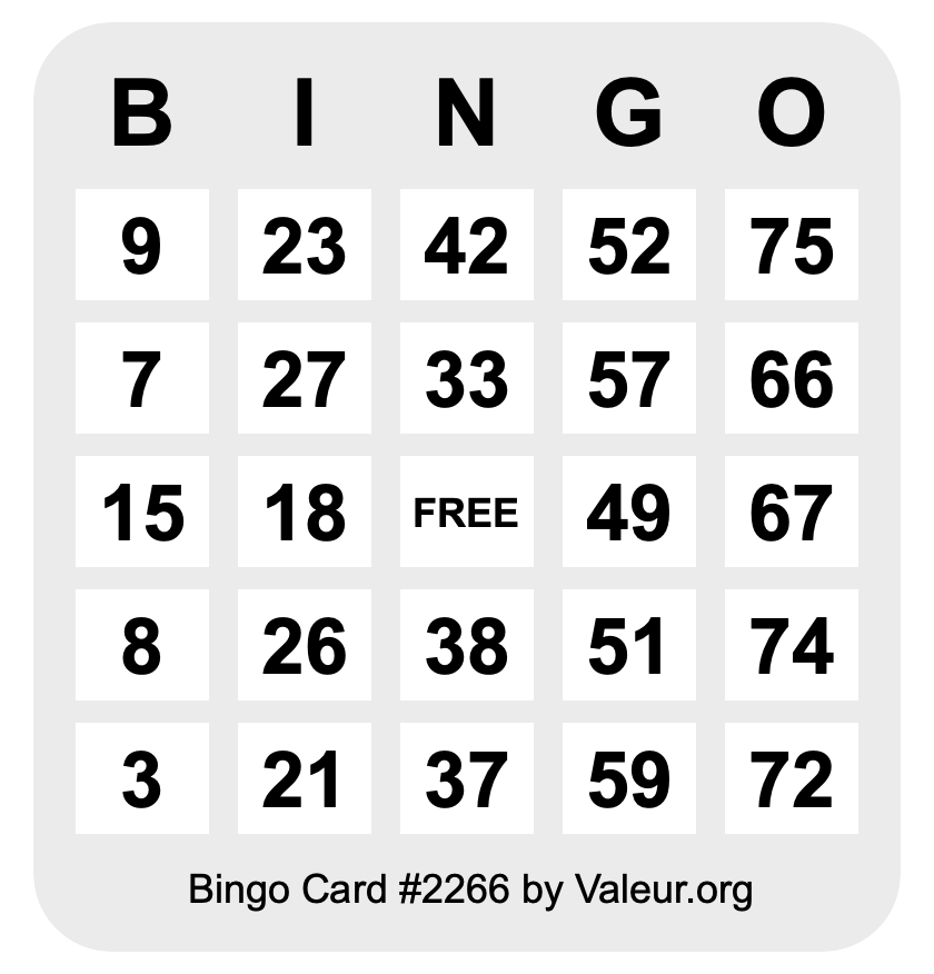 Bingo Card #2266