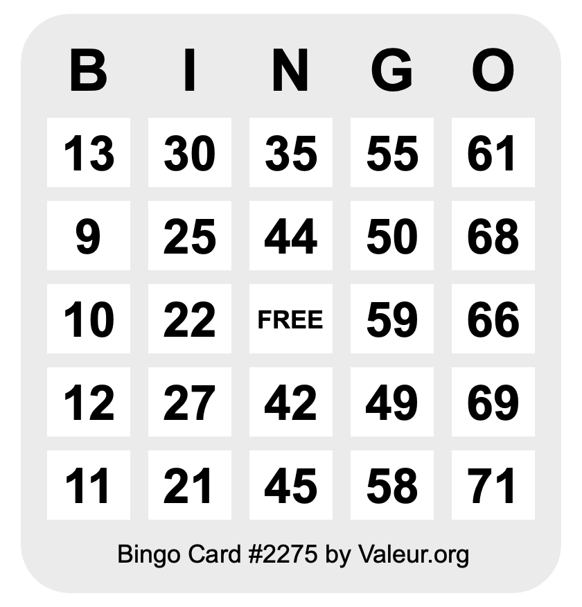 Bingo Card #2275