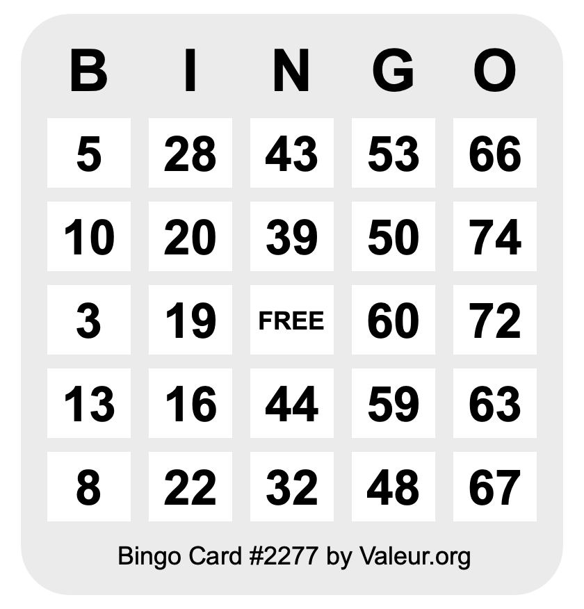 Bingo Card #2277