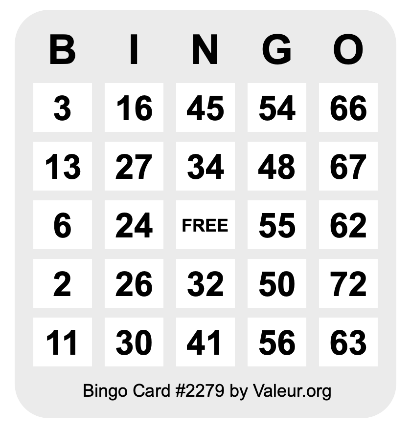 Bingo Card #2279