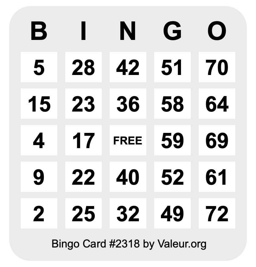Bingo Card #2318