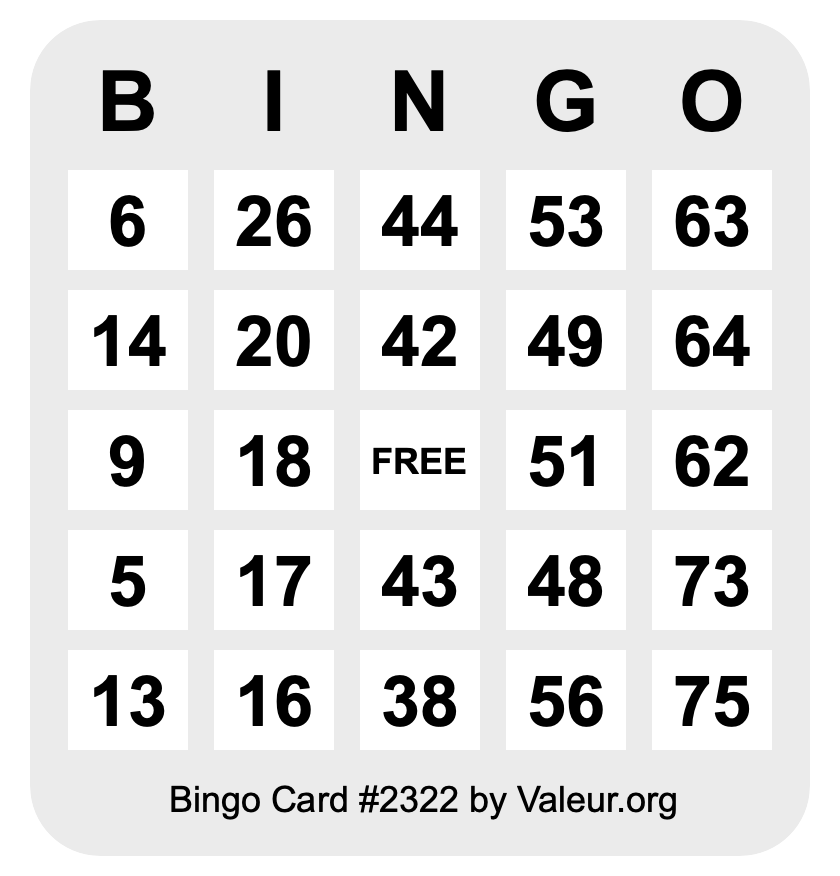 Bingo Card #2322