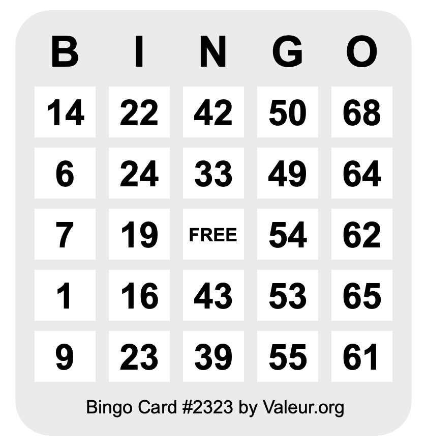 Bingo Card #2323