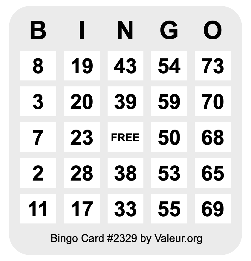 Bingo Card #2329