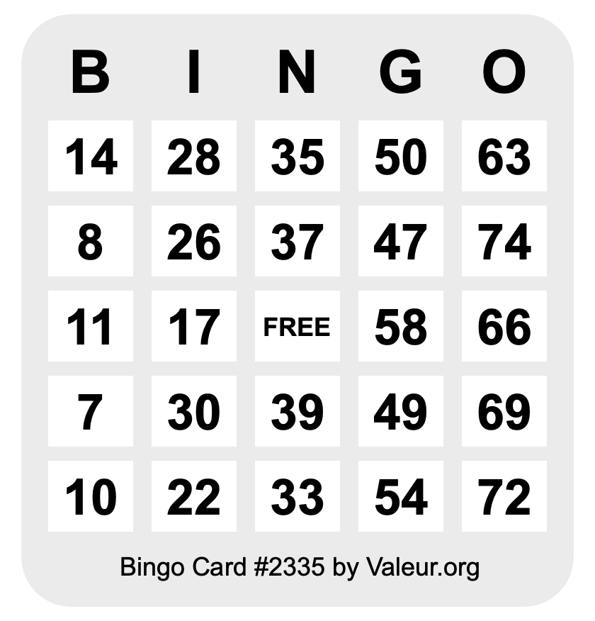 Bingo Card #2335