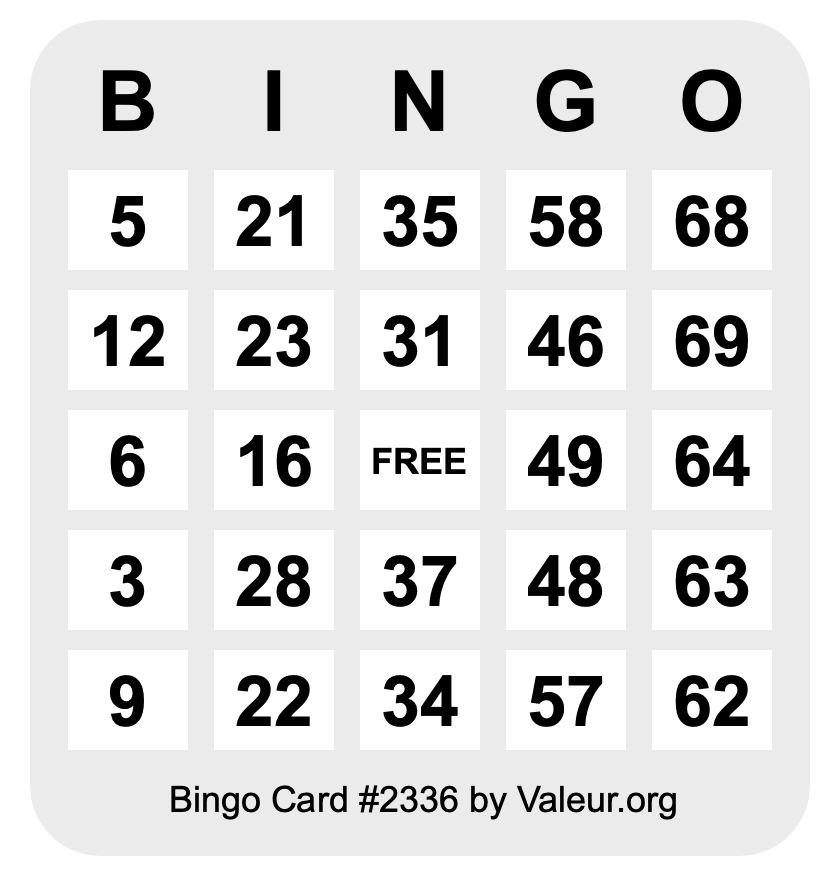 Bingo Card #2336