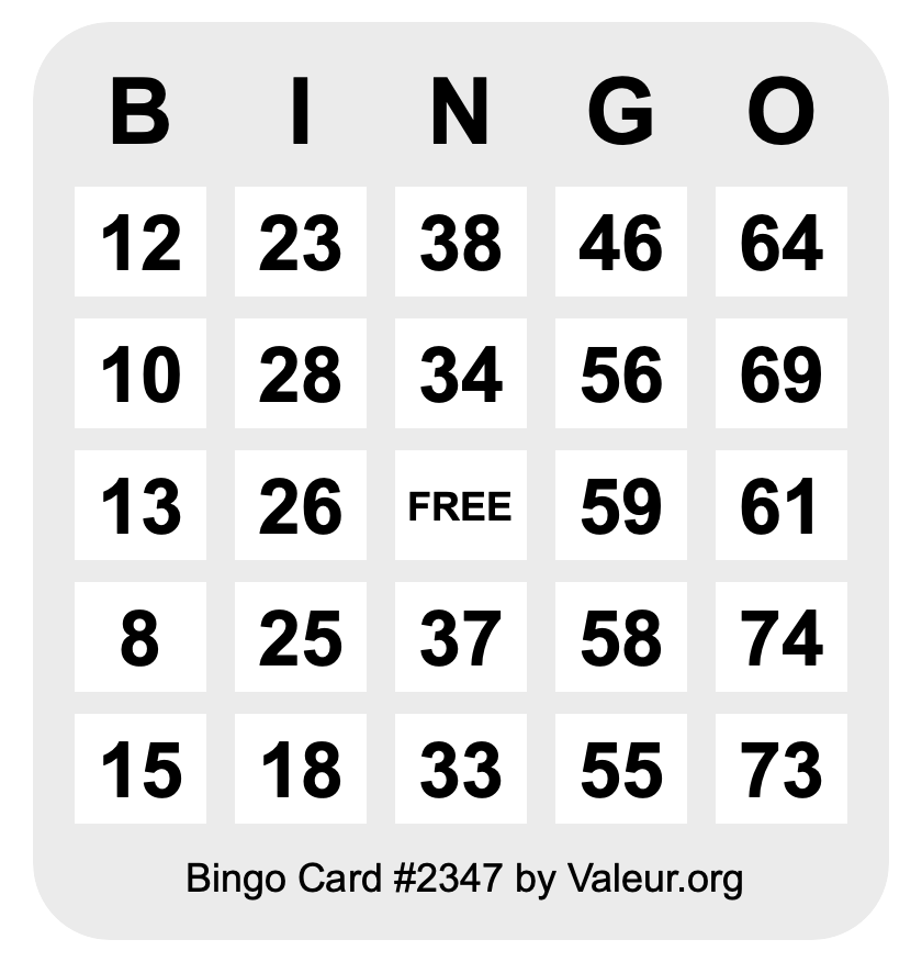 Bingo Card #2347