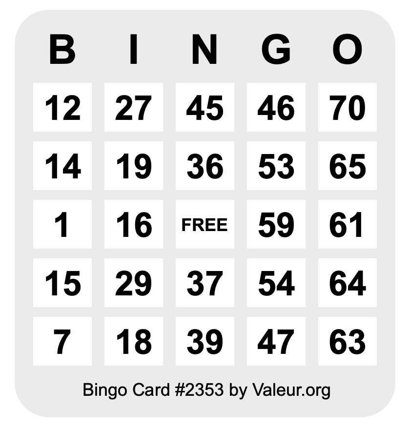 Bingo Card #2353
