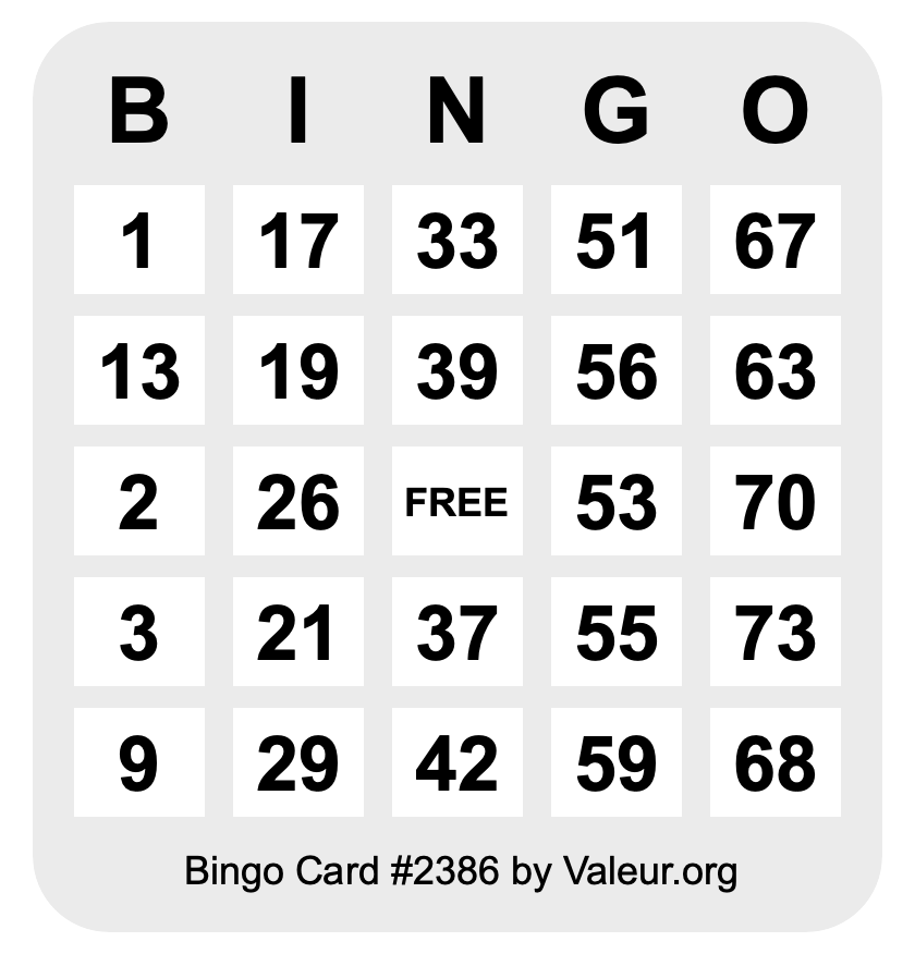 Bingo Card #2386