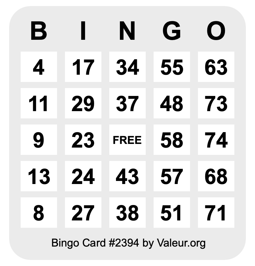 Bingo Card #2394