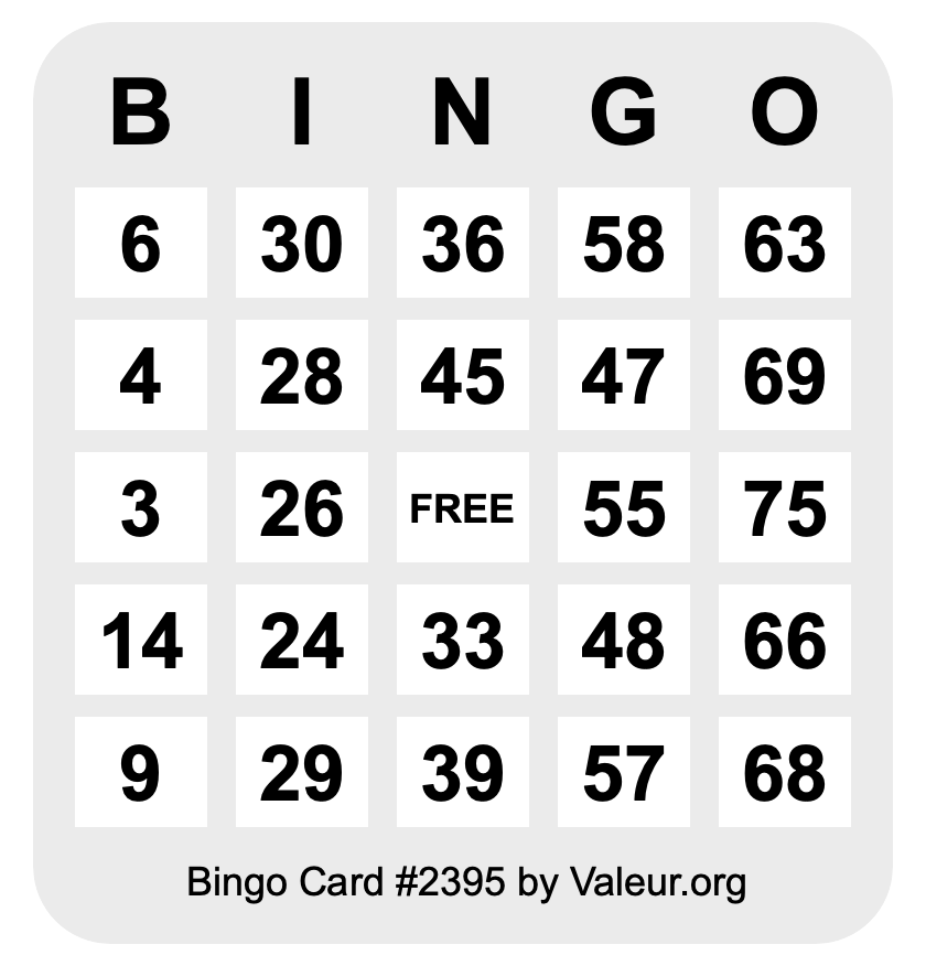 Bingo Card #2395