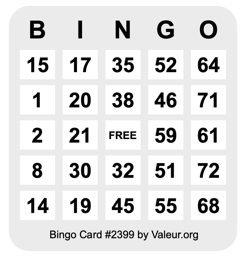 Bingo Card #2399