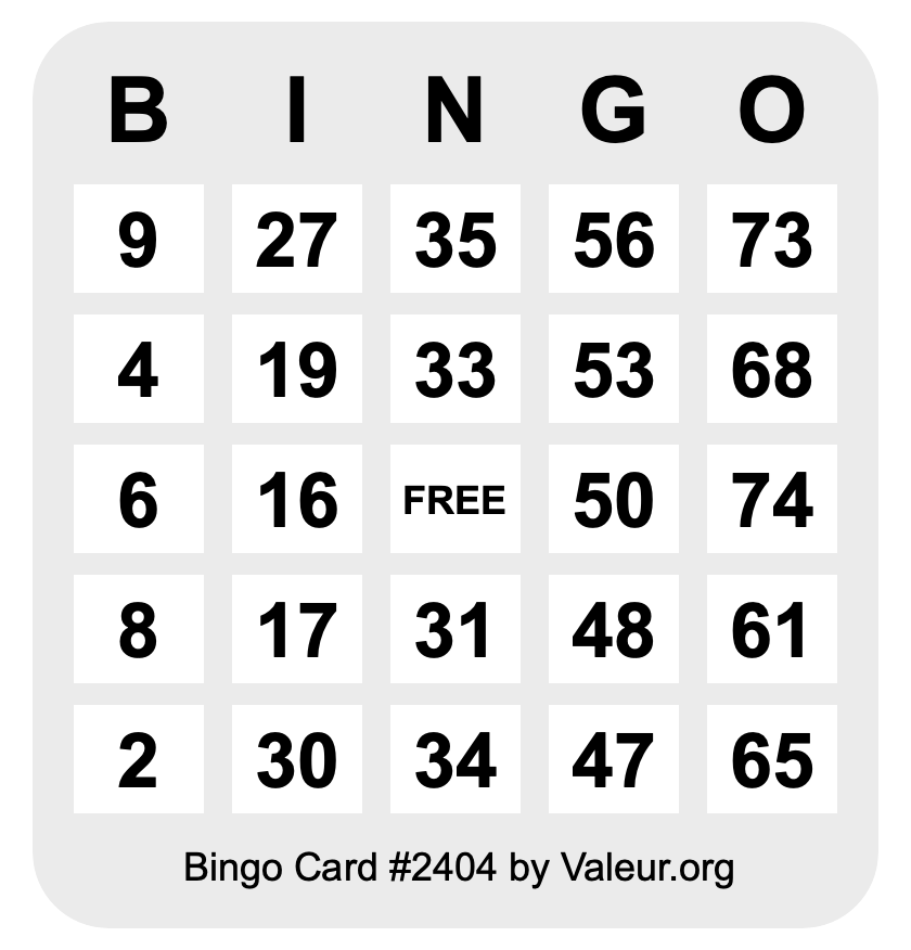 Bingo Card #2404