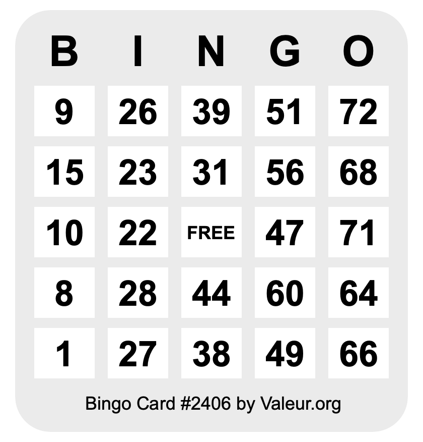 Bingo Card #2406