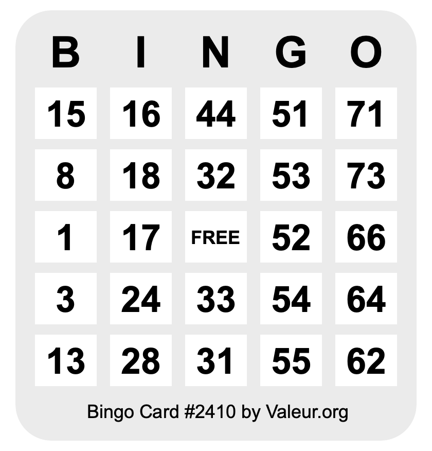 Bingo Card #2410