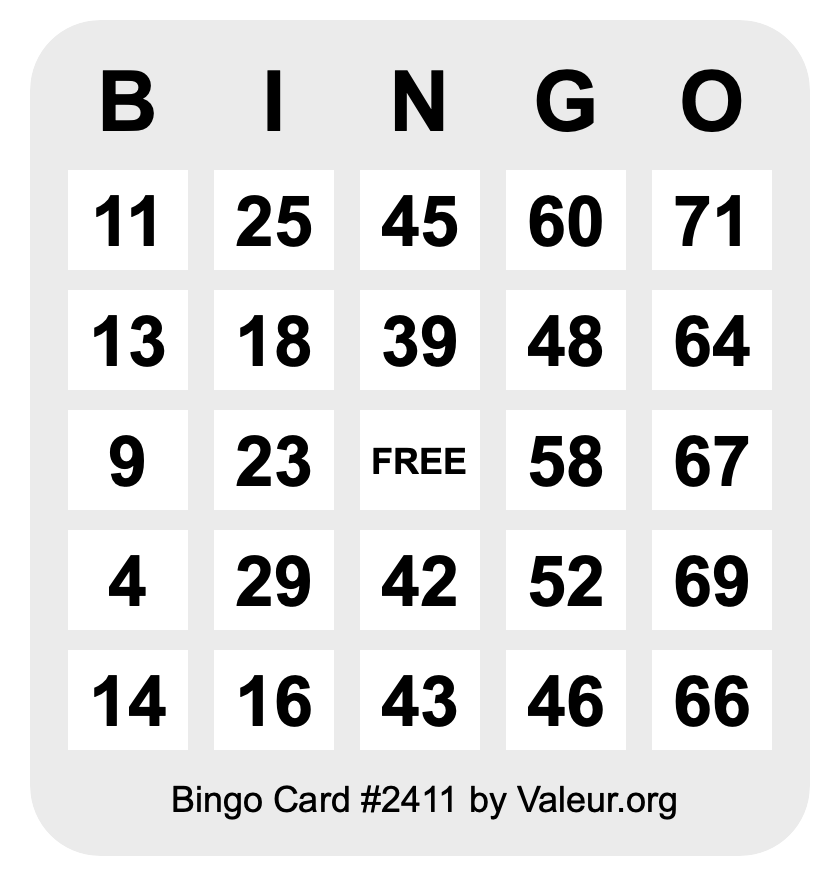 Bingo Card #2411