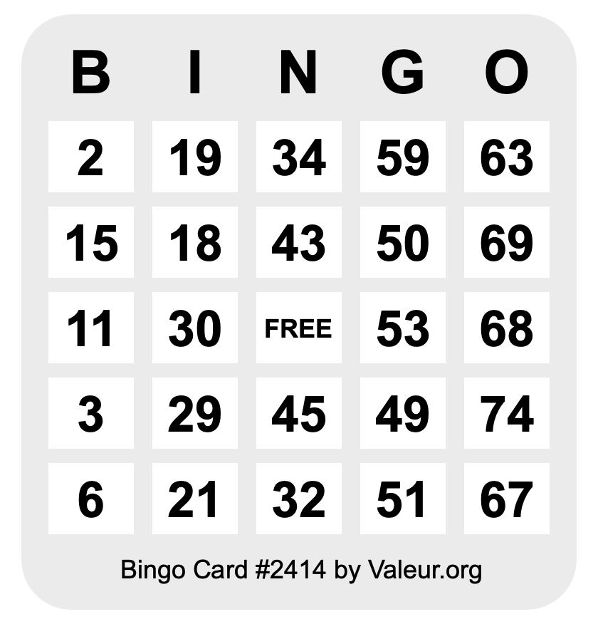 Bingo Card #2414