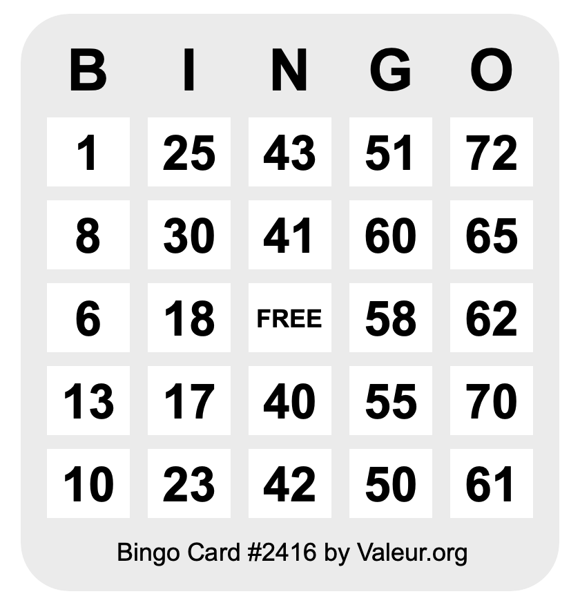 Bingo Card #2416