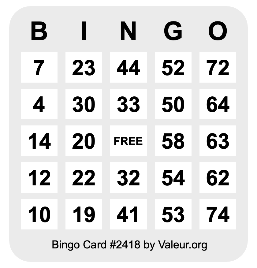 Bingo Card #2418