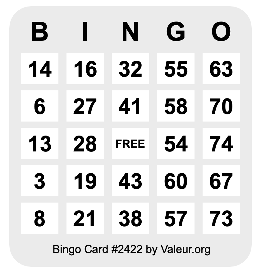 Bingo Card #2422