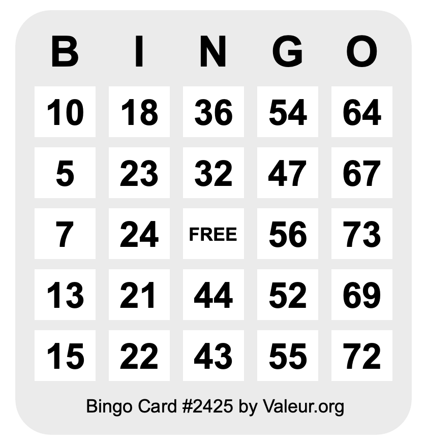 Bingo Card #2425