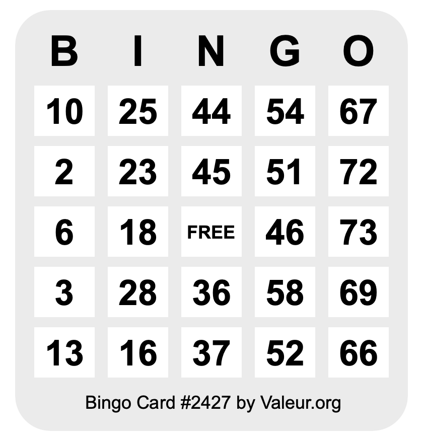 Bingo Card #2427