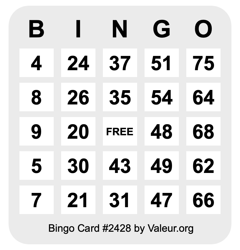 Bingo Card #2428