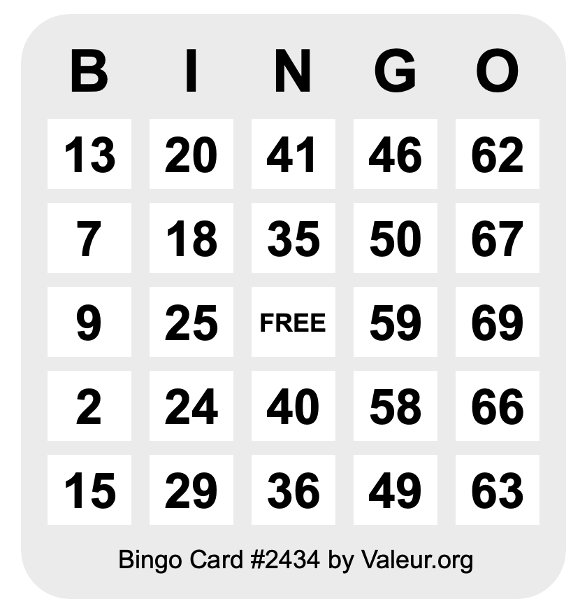 Bingo Card #2434