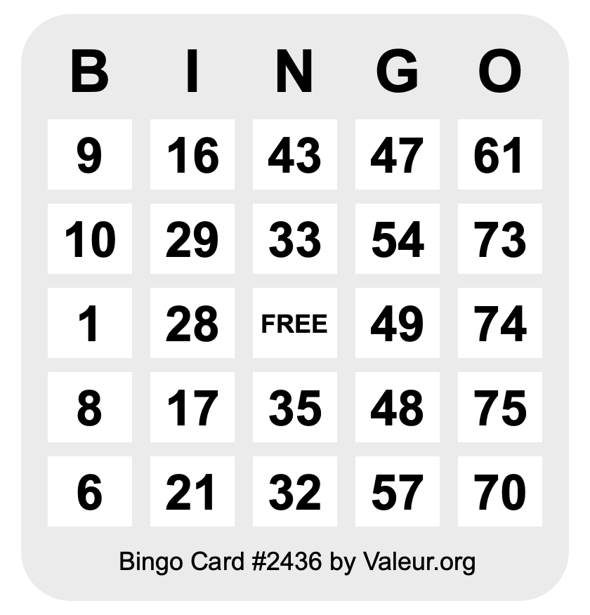 Bingo Card #2436