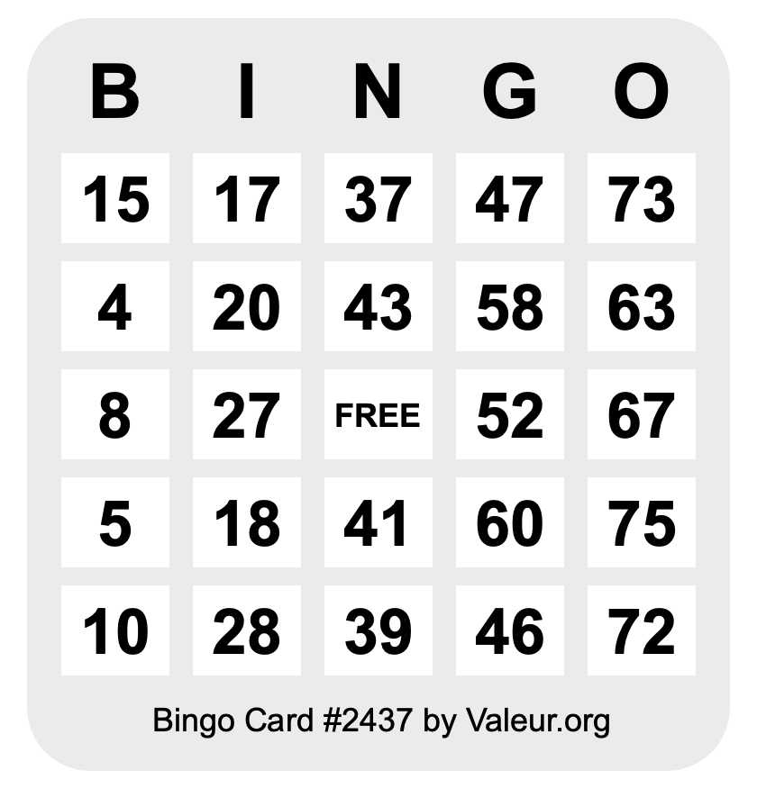 Bingo Card #2437