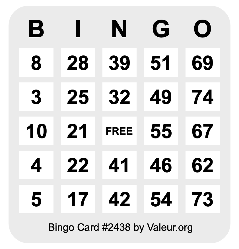 Bingo Card #2438