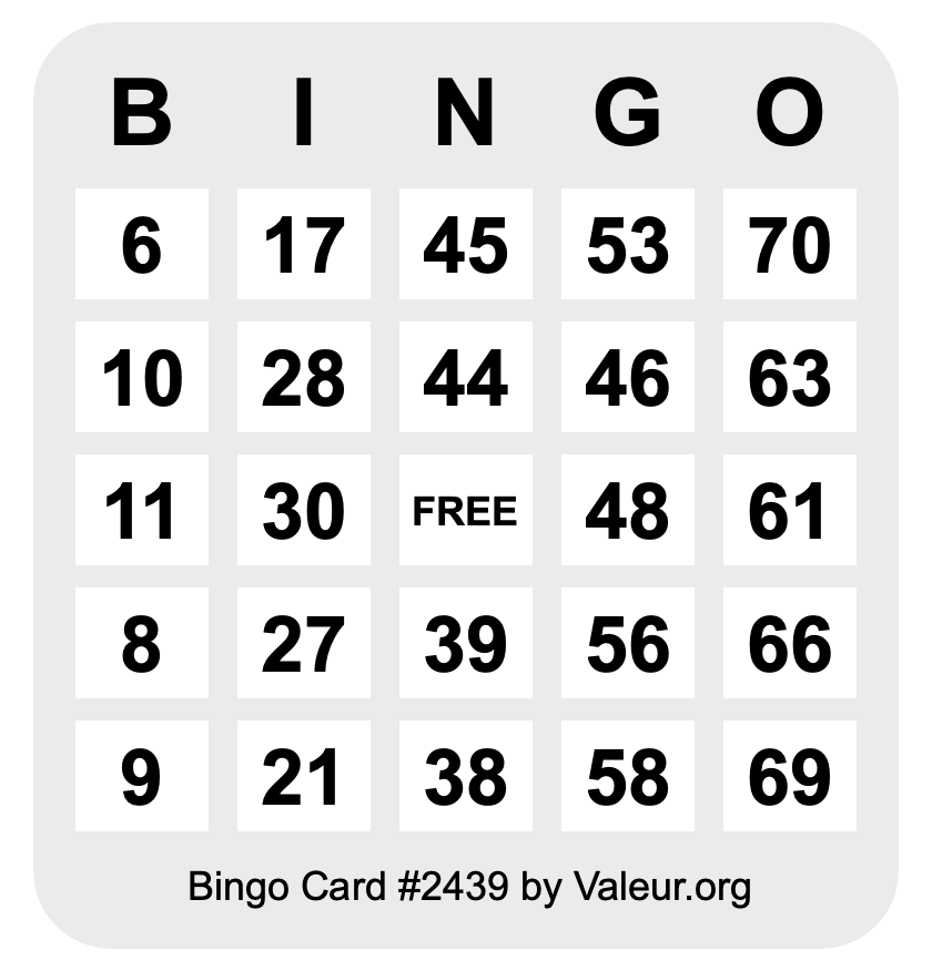 Bingo Card #2439