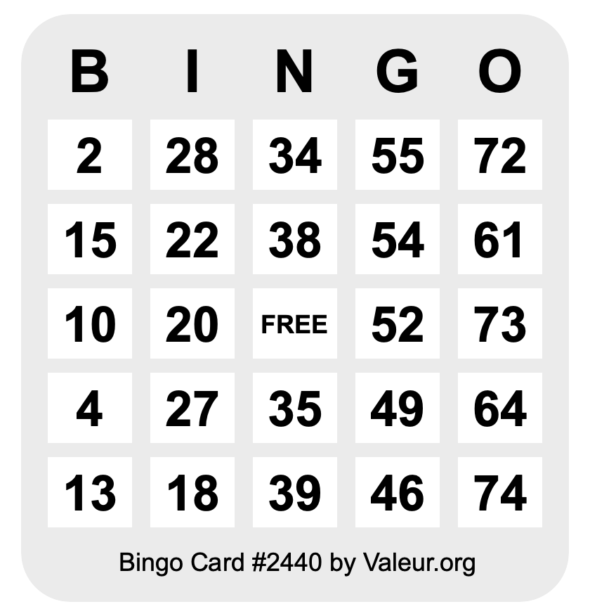 Bingo Card #2440