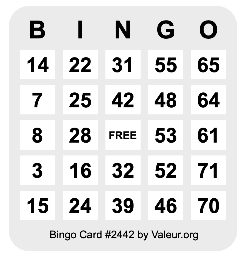 Bingo Card #2442