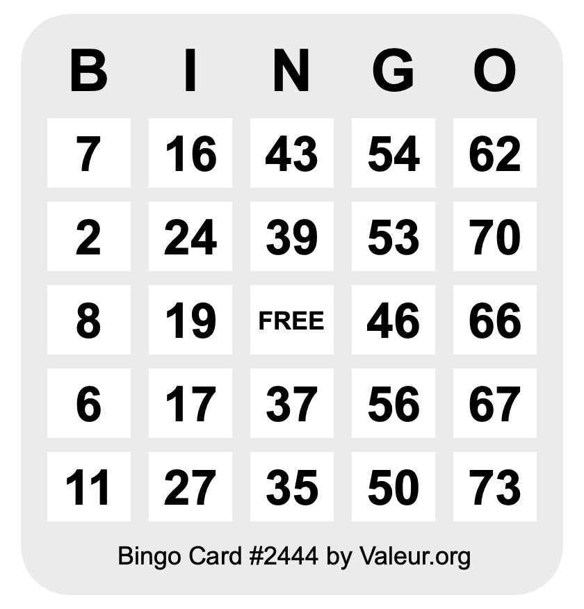 Bingo Card #2444